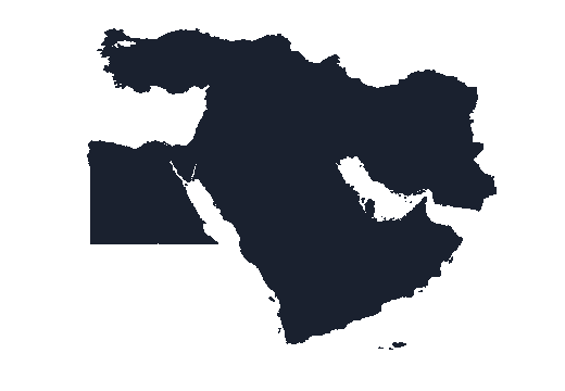 Middle East region map silhouette